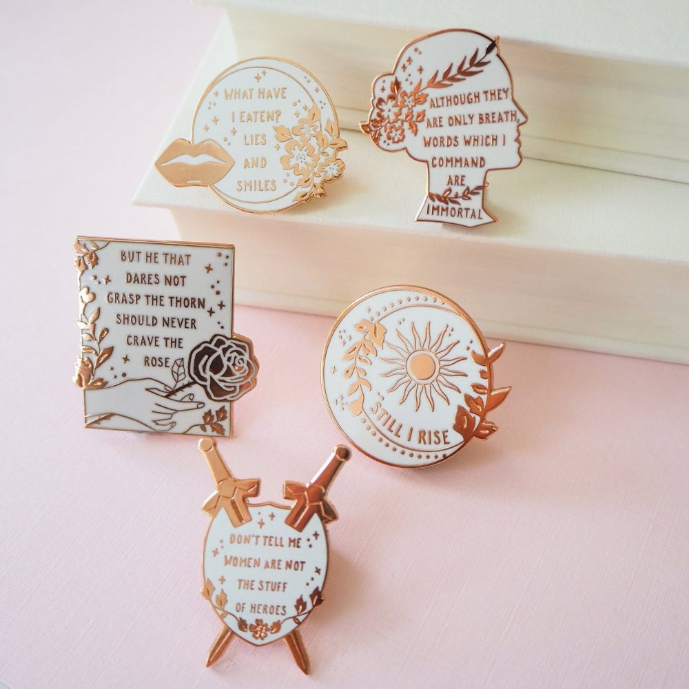 women poets enamel pins
