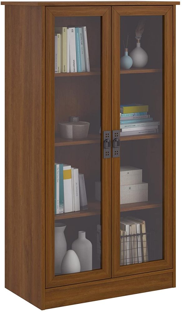bookshelf with glass door
